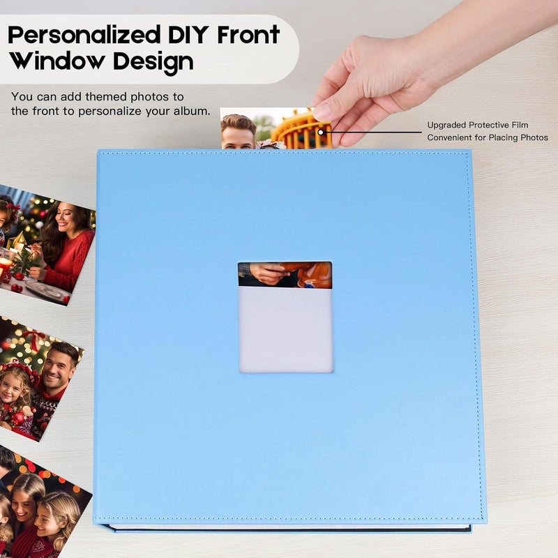 Aevdor 700 Pockets Photo Album 4x6, Extra Large Capacity Leather Cover Wedding Family Photo Albums Holds 700 Horizontal and Vertical Photos, Acid-free Pages 4x6 Photo Album with Front Window (Blue) - Image 5